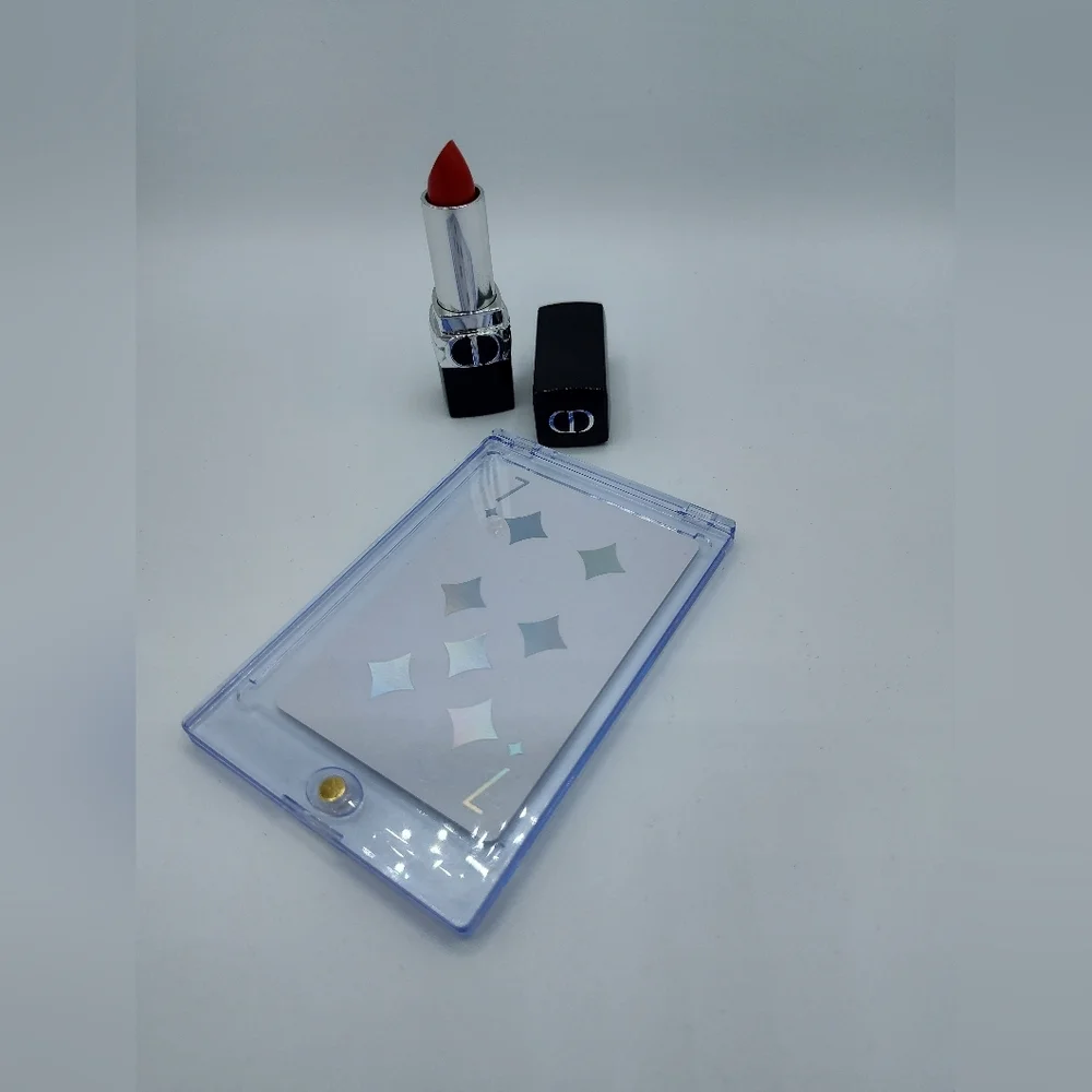 Dior Rouge Lipstick Red w/ Limited Holographic Pip Card Luxury Makeup Collection